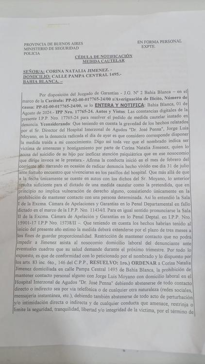 Denuncia a Corina Jimenez