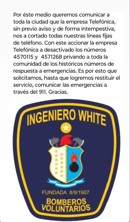 Corte de telefonos en los bomberos de White